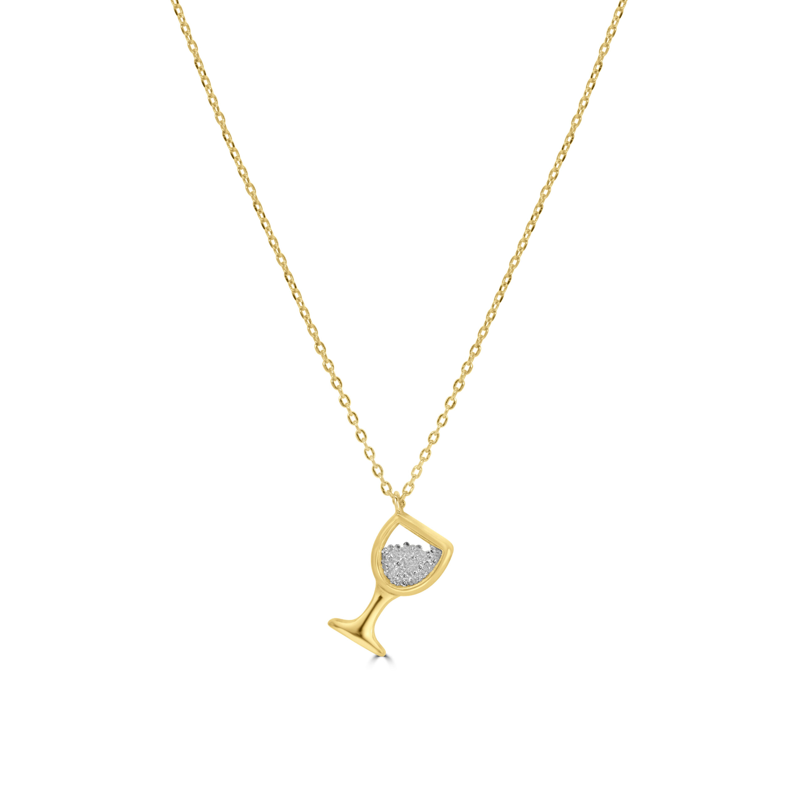 Collier Motif Verre Serti – Argent 925 Finition Or
